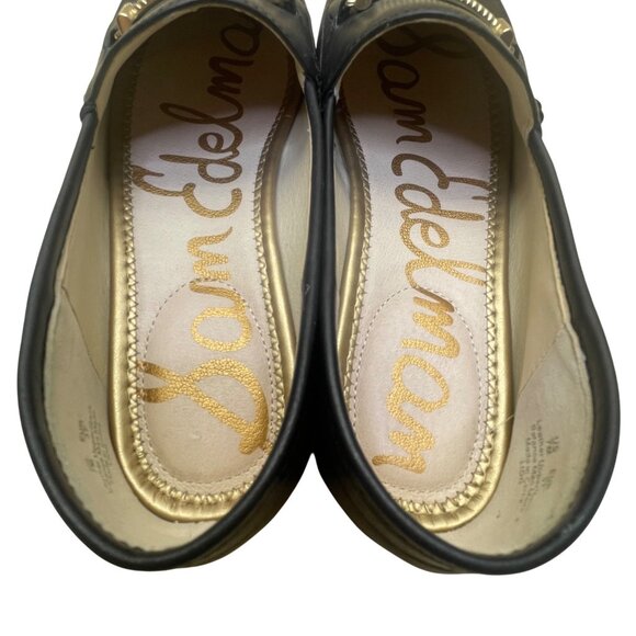 Sam Edelman Women’s Black Leather Gold Bit Detail Slip-On Loafers Size 7M - Picture 5 of 8